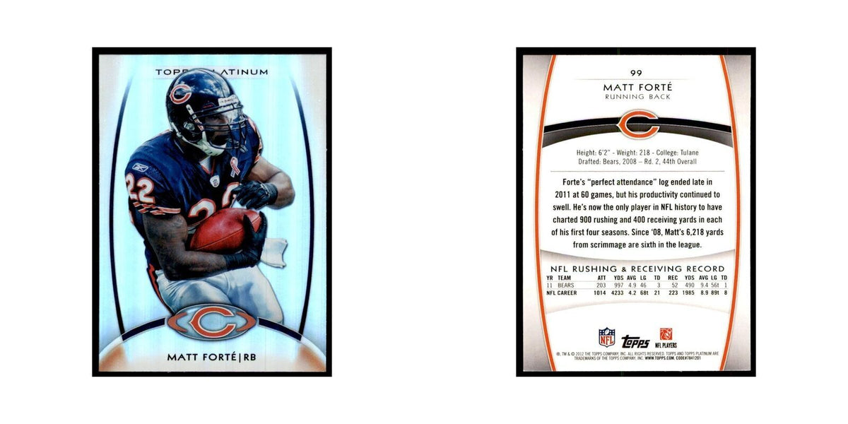 2012 Topps Platinum Matt Forte Football Cards #99