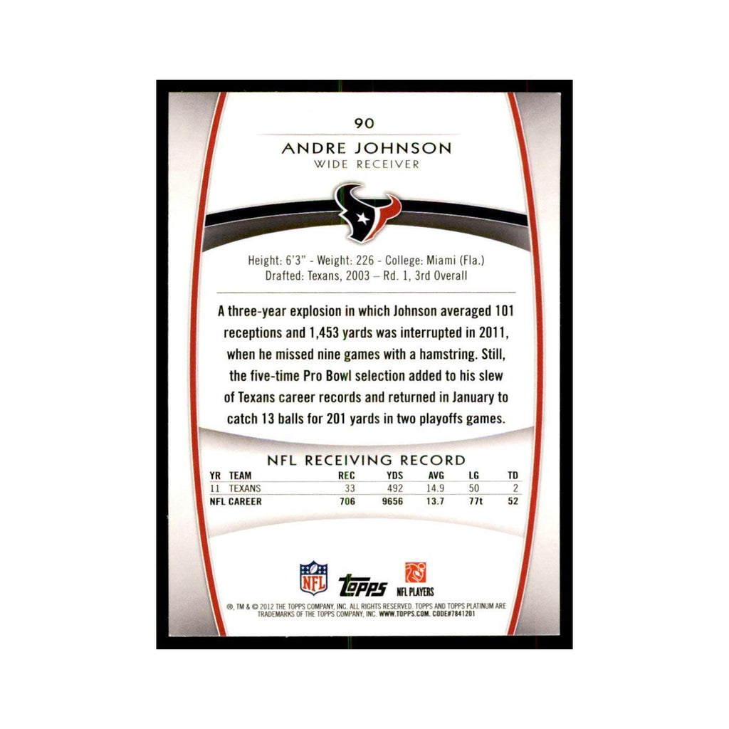 2012 Topps Platinum Andre Johnson Football Cards #90