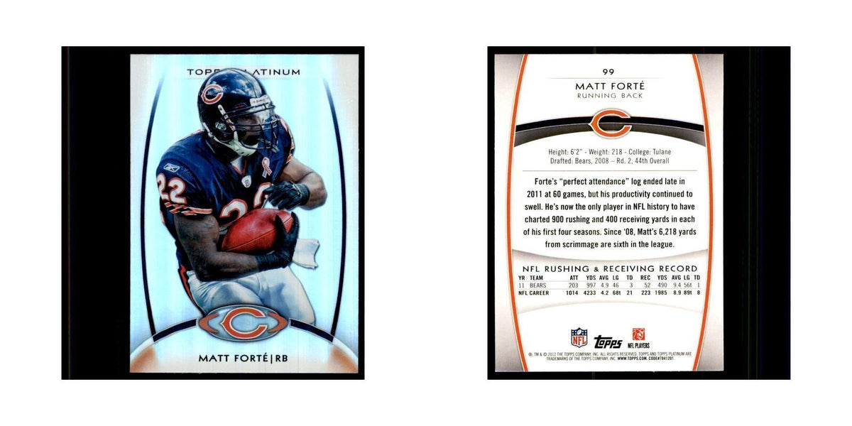 2012 Topps Platinum Matt Forte Football Cards #99