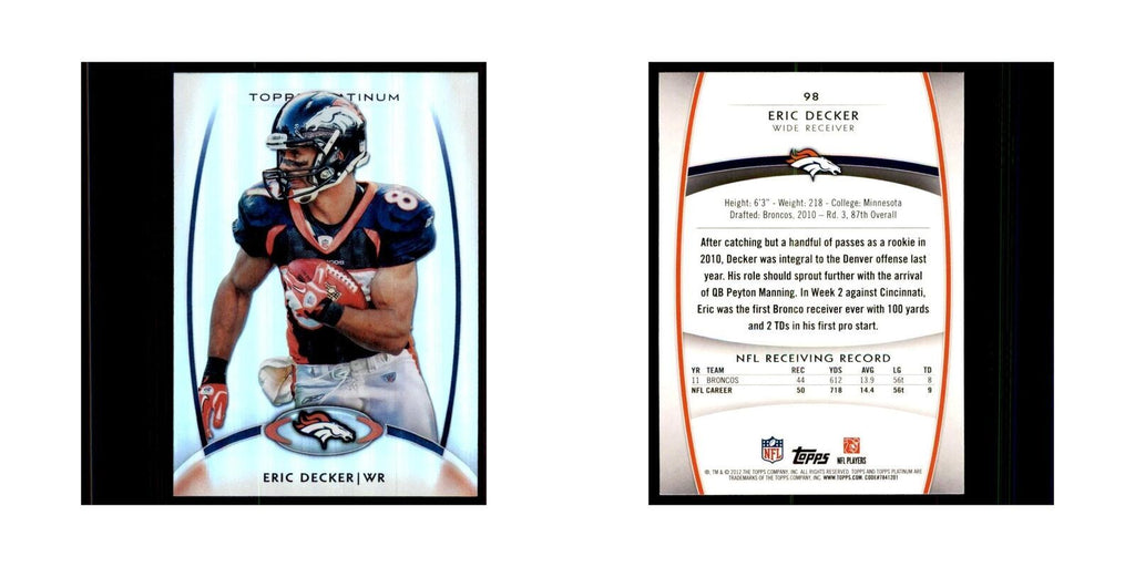 2012 Topps Platinum Eric Decker Football Cards #98