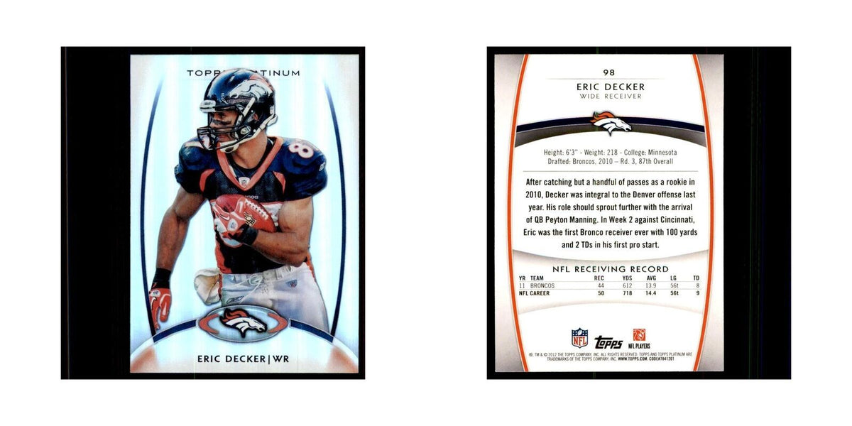 2012 Topps Platinum Eric Decker Football Cards #98