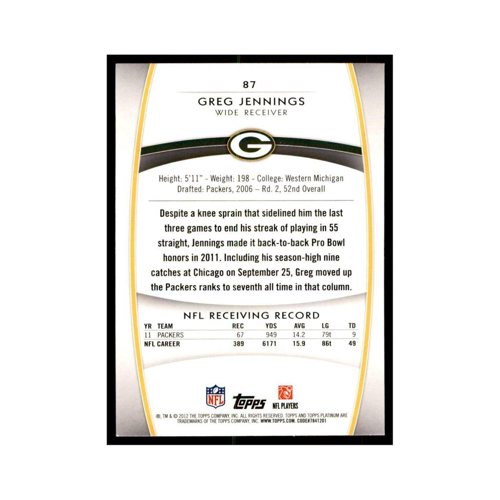 2012 Topps Platinum Greg Jennings Football Cards #87