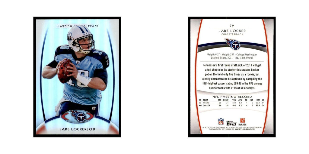 2012 Topps Platinum Jake Locker Football Cards #79