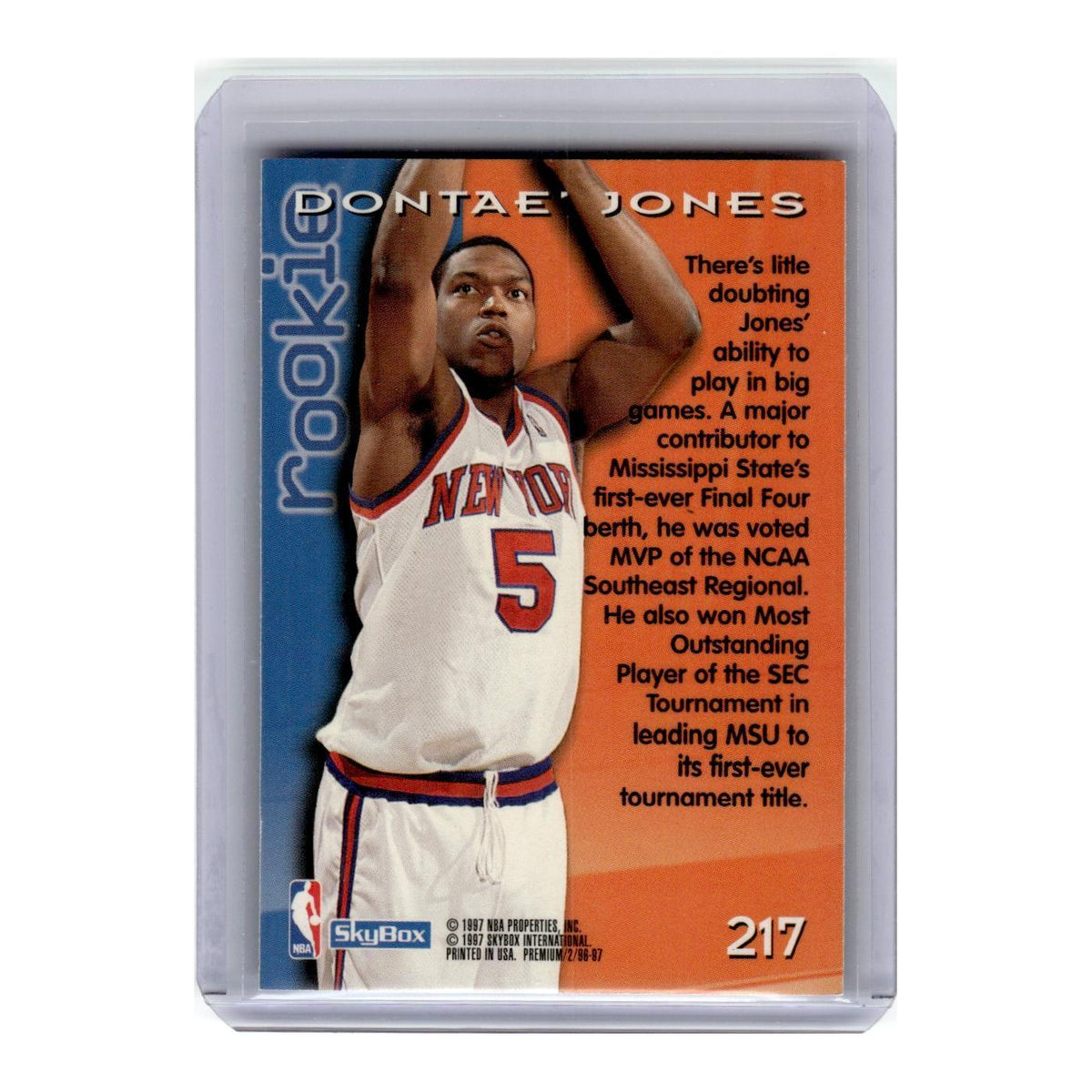 1997 SkyBox Premium Dontae Jones RC Knicks #217