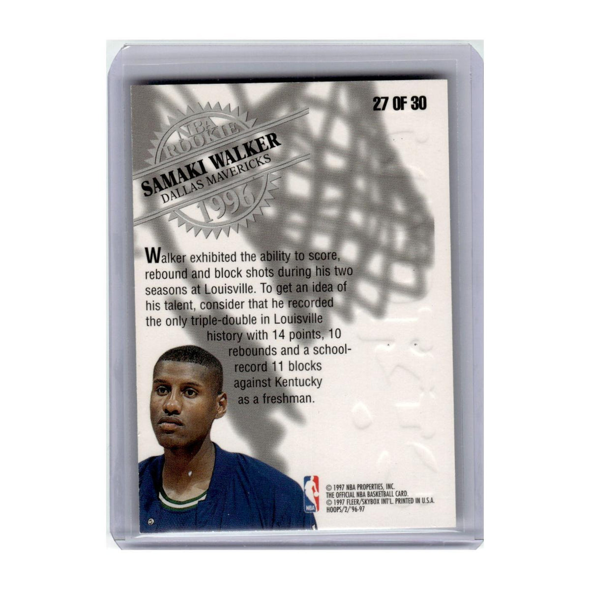 1996 Hoops Rookies Samaki Walker Mavericks #27
