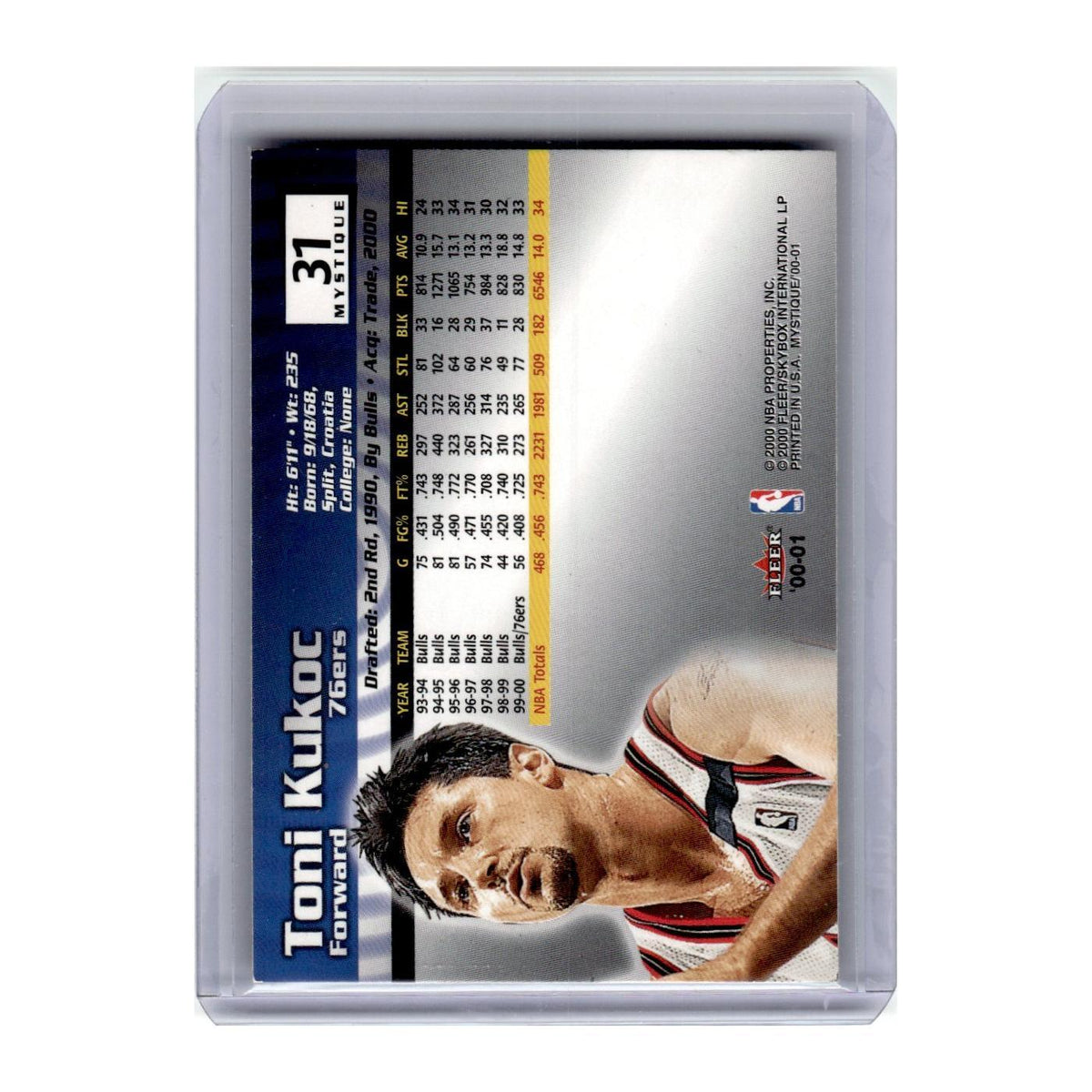 2000 Fleer Mystique Toni Kukoc 76ers #31