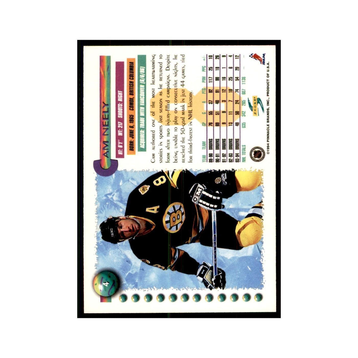 Cam Neely 1994 Score #4 Hockey Cards Hockey Card NM