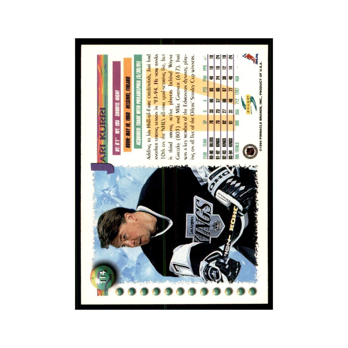 Jari Kurri 1994 Score #114 Hockey Cards Hockey Card NM