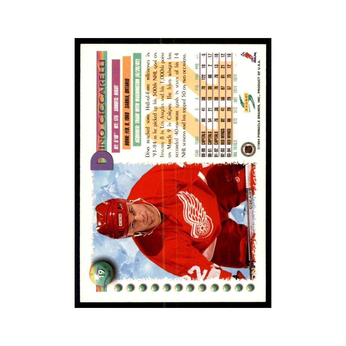 Dino Ciccarelli 1994 Score #19 Hockey Cards Hockey Card NM