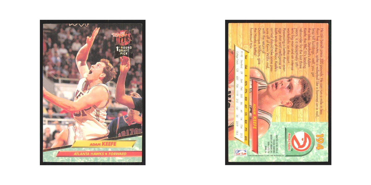 Adam Keefe 1992 Fleer Ultra #194 Atlanta Hawks Basketball Card NM