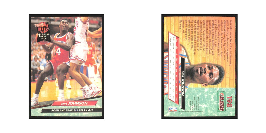Dave Johnson 1992 Fleer Ultra #198 Portland Trail Blazers Basketball Card NM