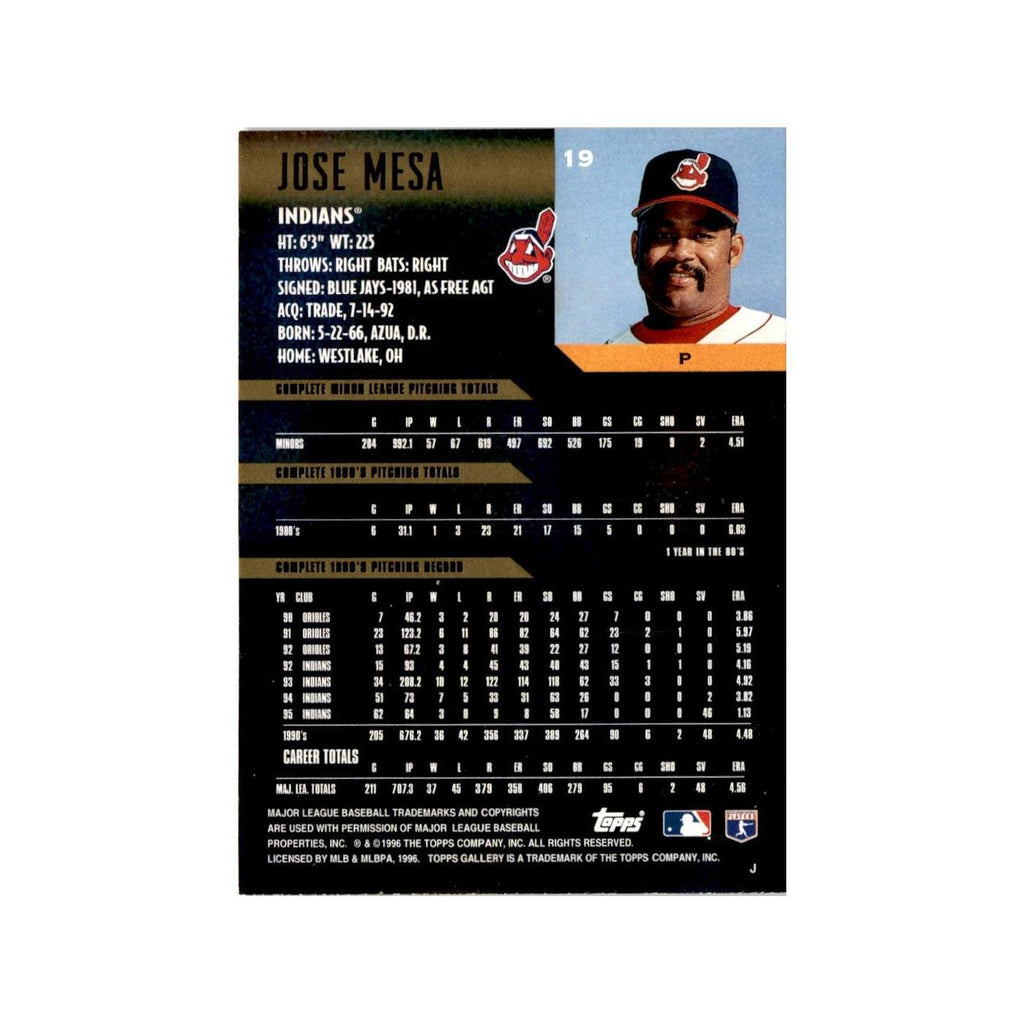 Jose Mesa 1996 Topps Gallery #19 Cleveland Indians Baseball Card NM