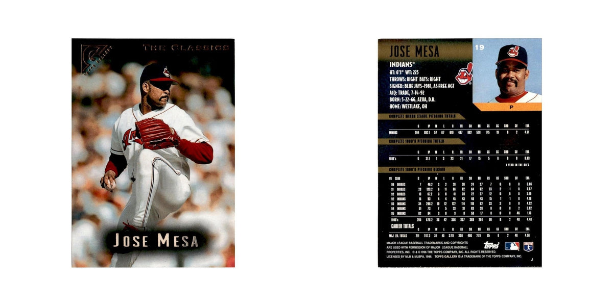 Jose Mesa 1996 Topps Gallery #19 Cleveland Indians Baseball Card NM