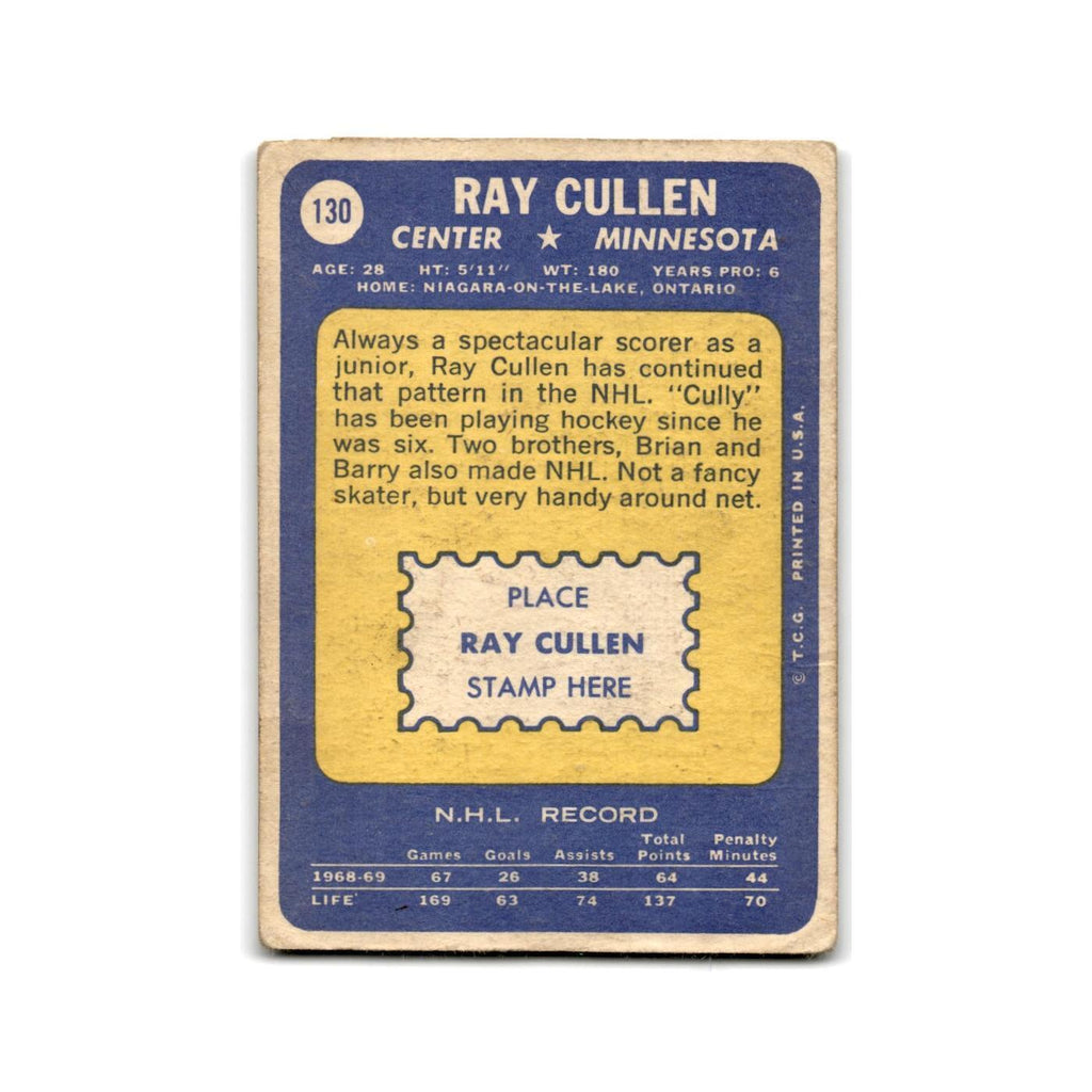 1969 Topps Ray Cullen Minnesota North Stars #130