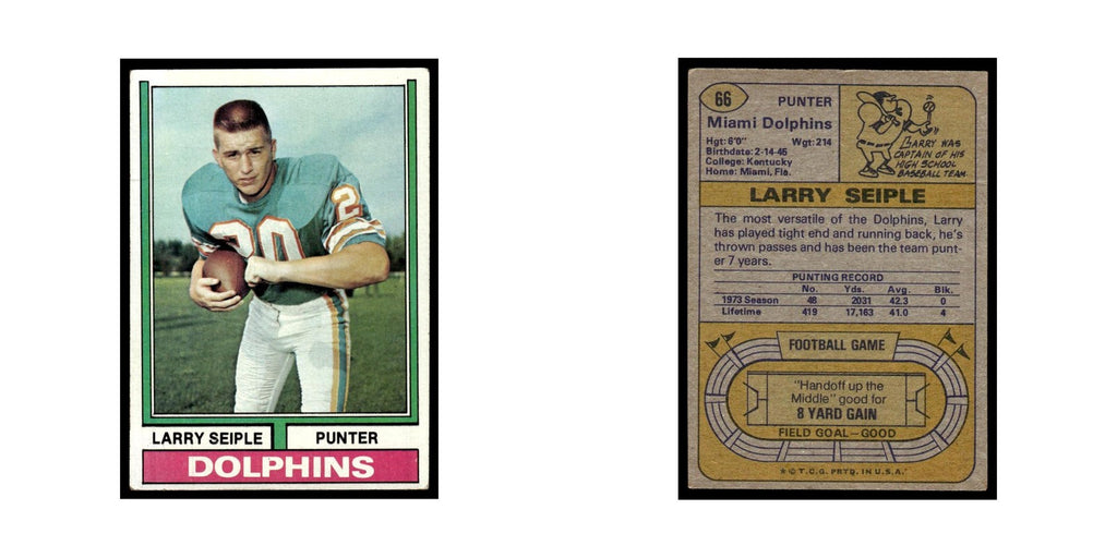 1974 Topps (Damaged) Larry Seiple Dolphins #66