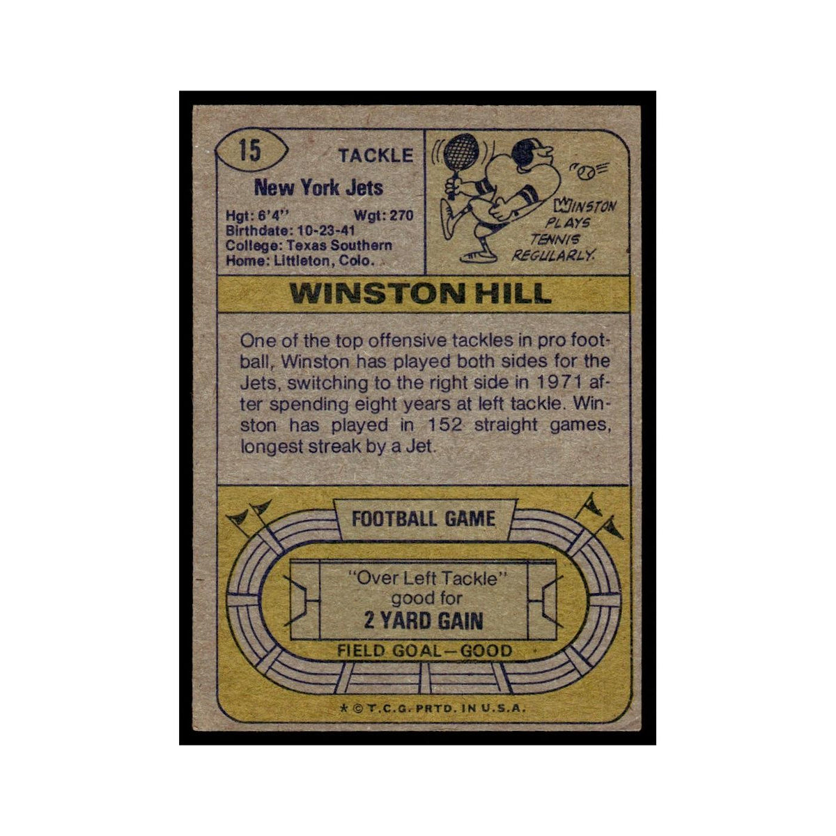 1974 Topps (Damaged) Winston Hill Jets #15