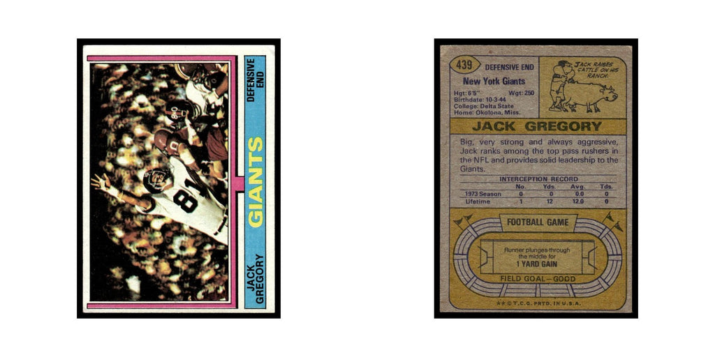 1974 Topps (Damaged) Jack Gregory Giants #439