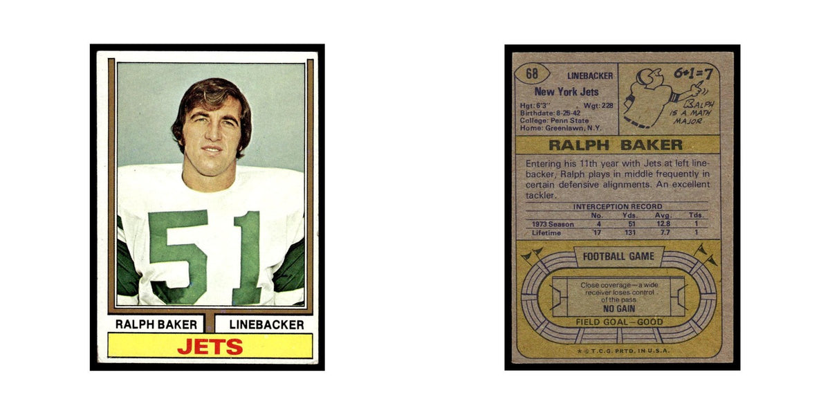 1974 Topps (Damaged) Ralph Baker Jets #68