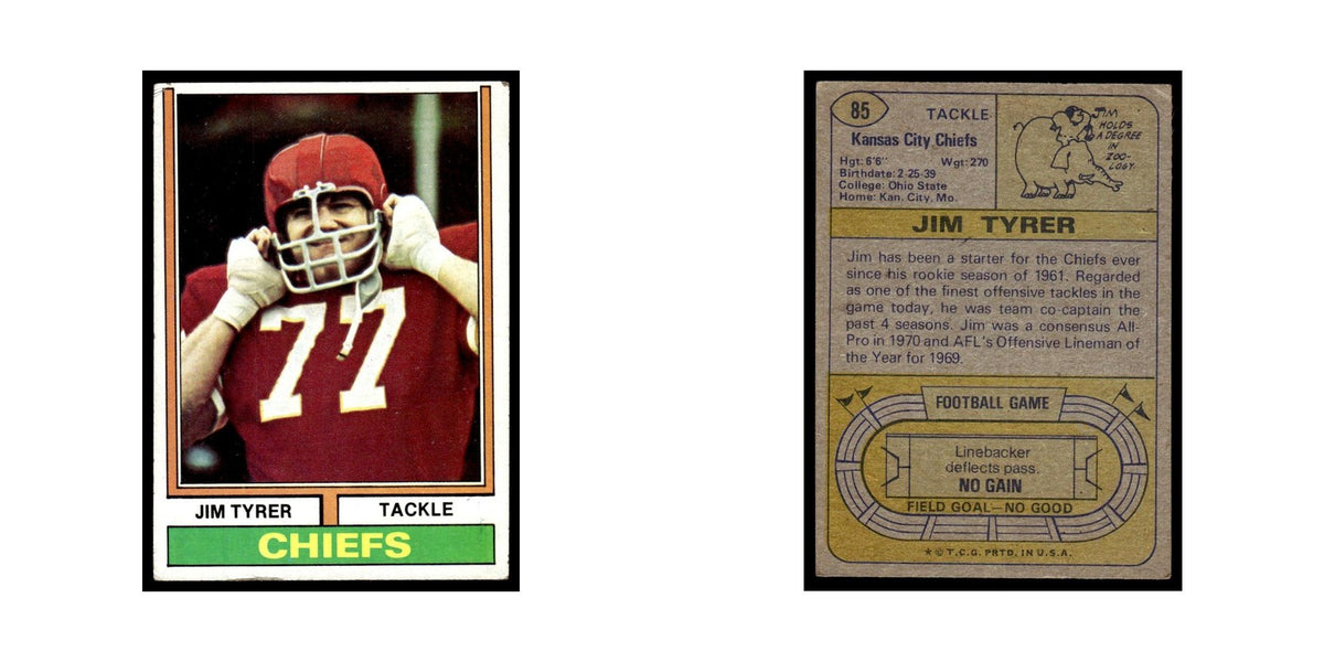 1974 Topps (Damaged) Jim Tyrer Chiefs #85