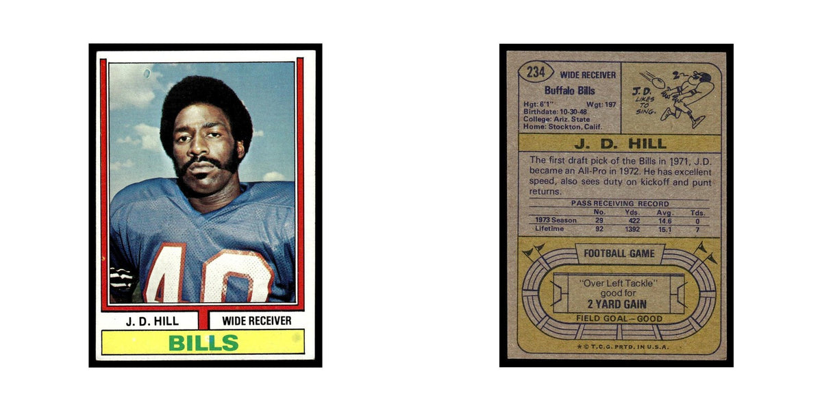 1974 Topps (Damaged) J.D. Hill Bills #234