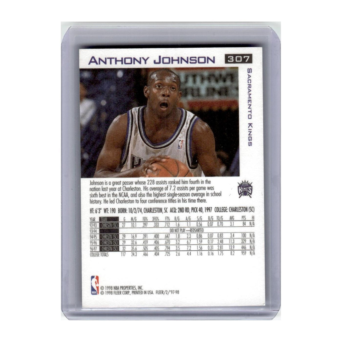 1997 Fleer Anthony Johnson Kings #307