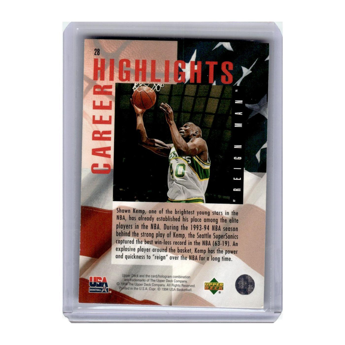 1994 Upper Deck USA Shawn Kemp #28