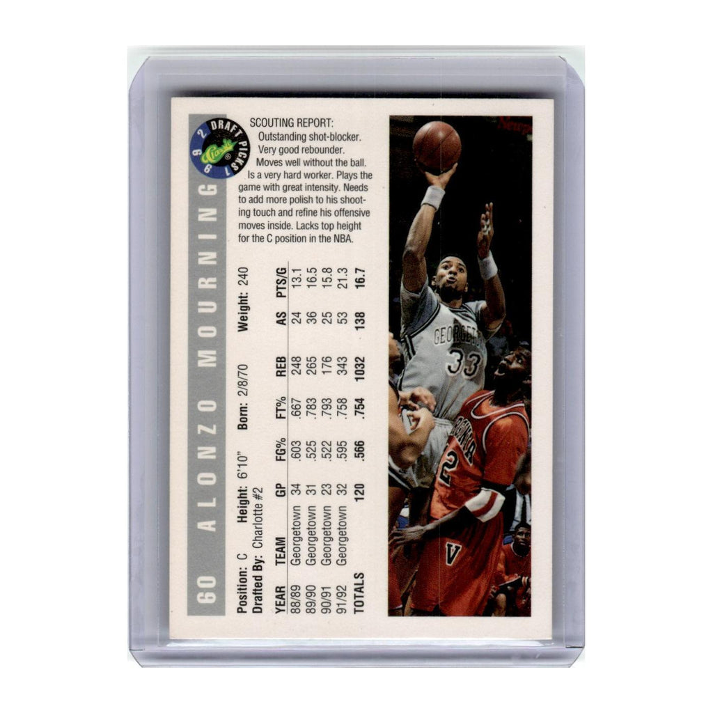 1992 Classic Draft Alonzo Mourning #60