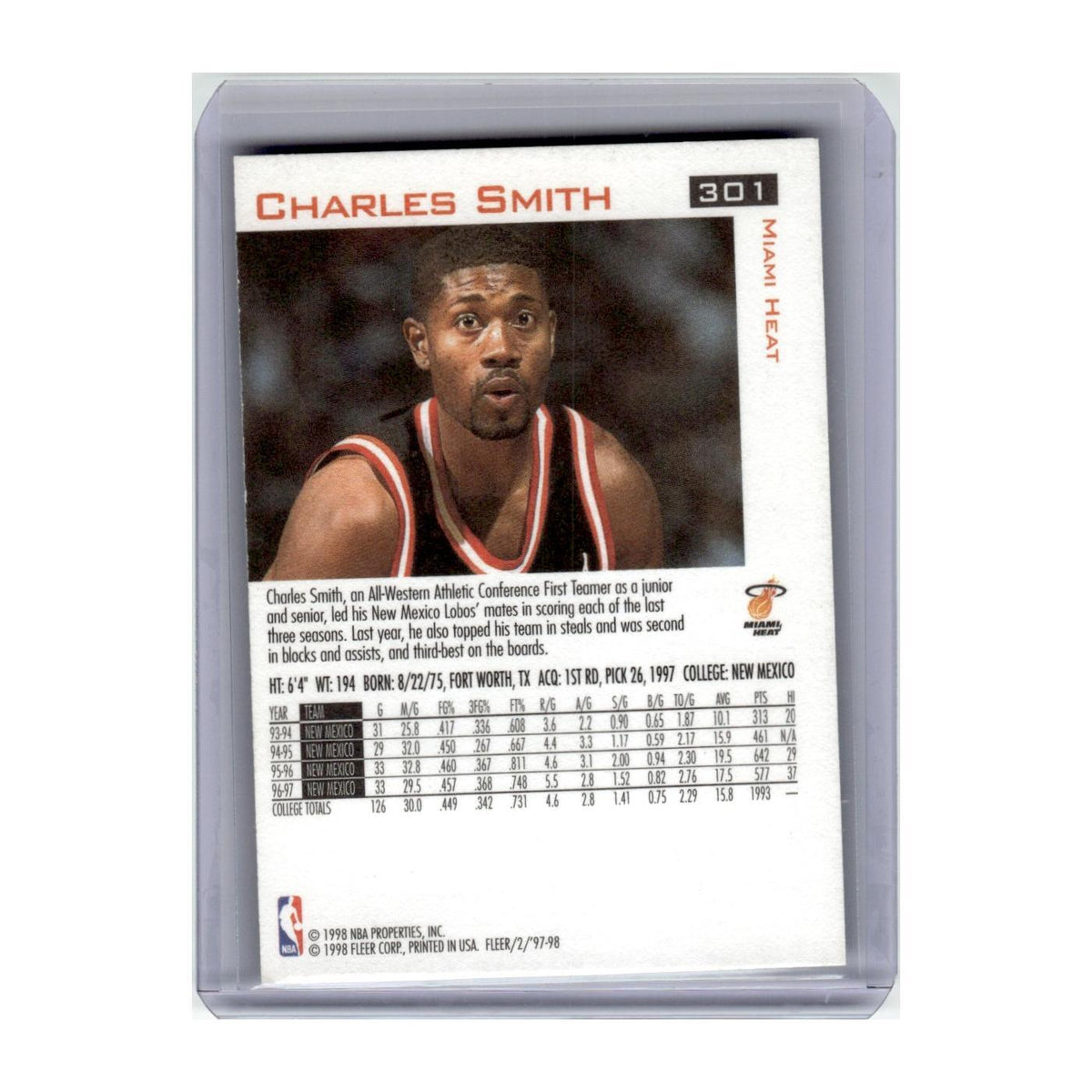 1997 Fleer Charles Smith Heat #301