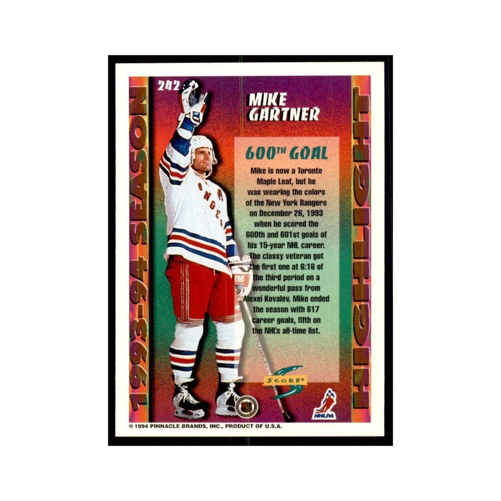 Mike Gartner 1994 Score #242 Hockey Cards Hockey Card NM