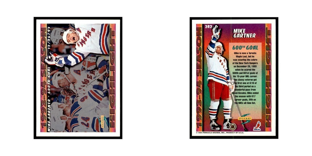 Mike Gartner 1994 Score #242 Hockey Cards Hockey Card NM