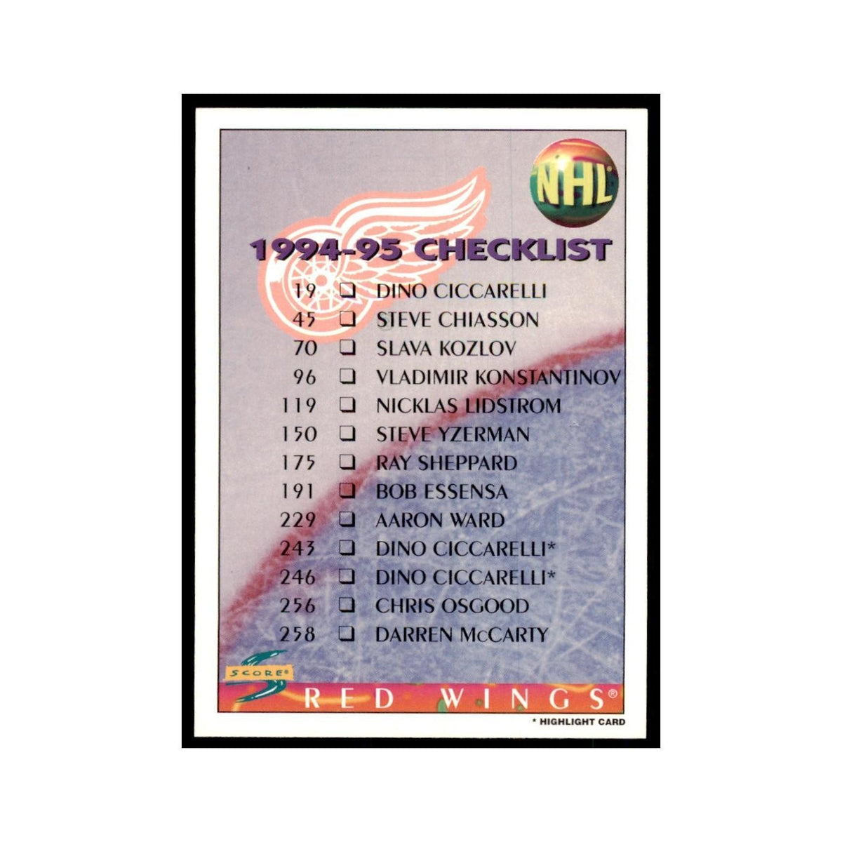 Checklist 1994 Score #266 Hockey Cards Hockey Card NM