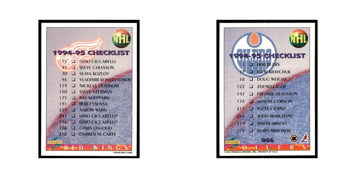 Checklist 1994 Score #266 Hockey Cards Hockey Card NM