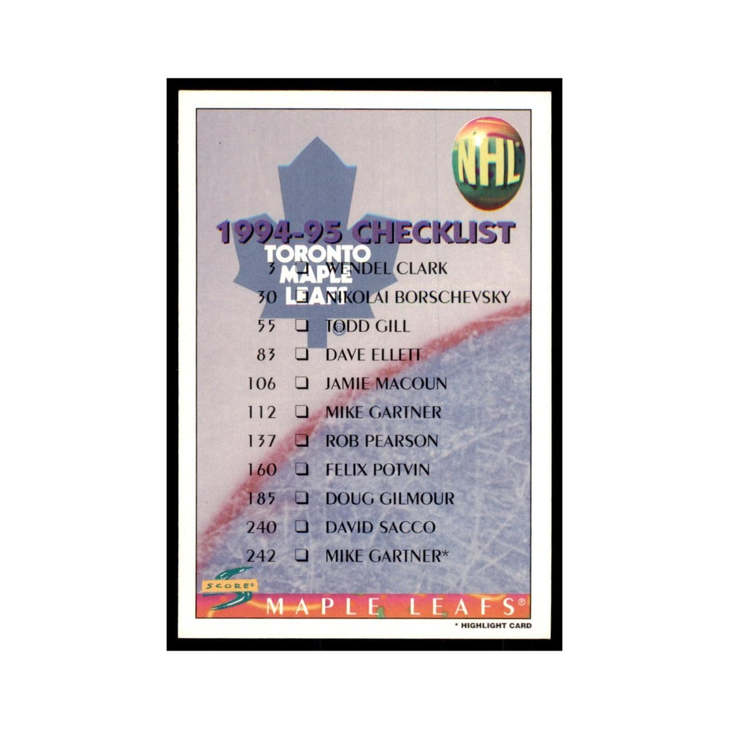 Checklist 1994 Score #274 Hockey Cards Hockey Card NM