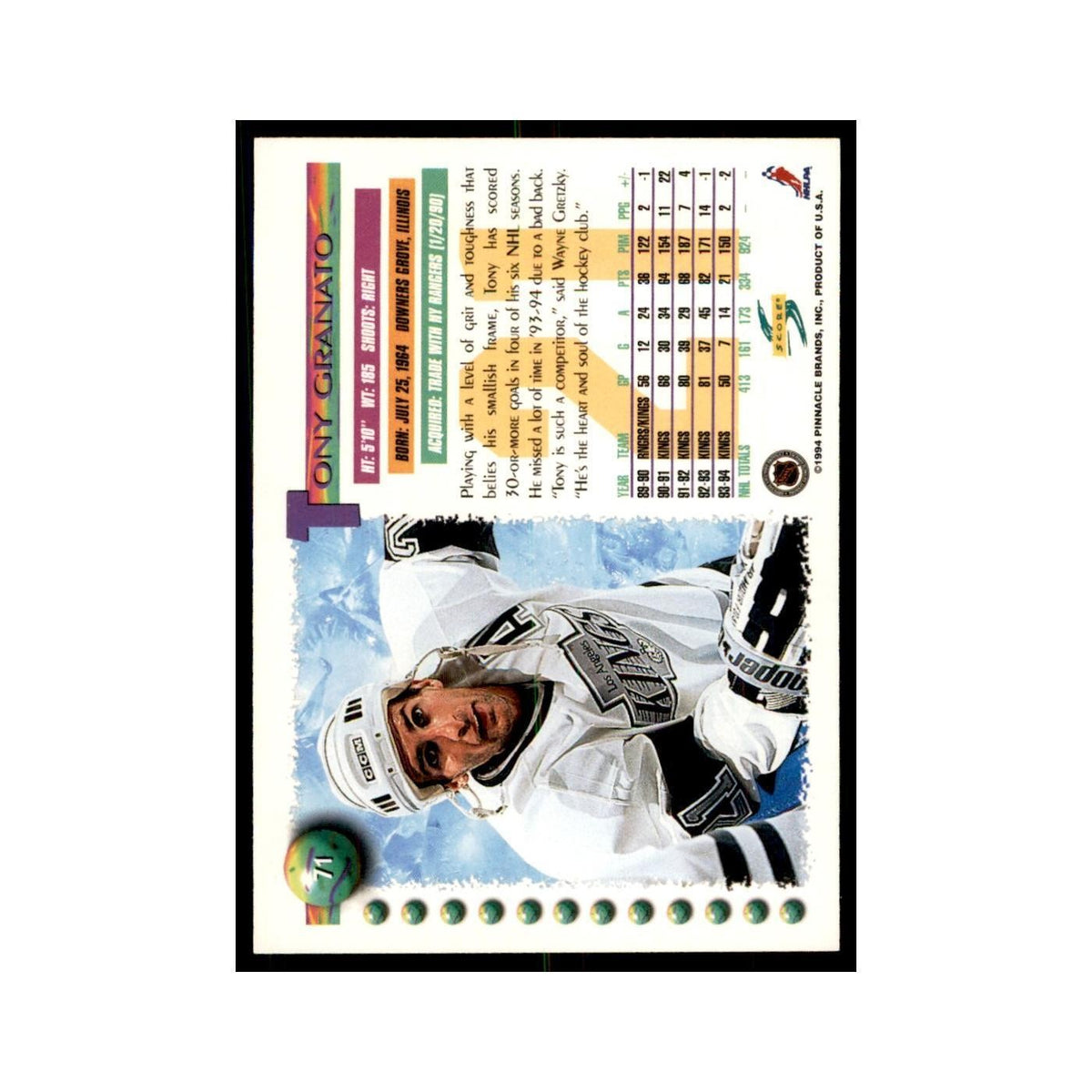 Tony Granato 1994 Score #71 Hockey Cards Hockey Card NM