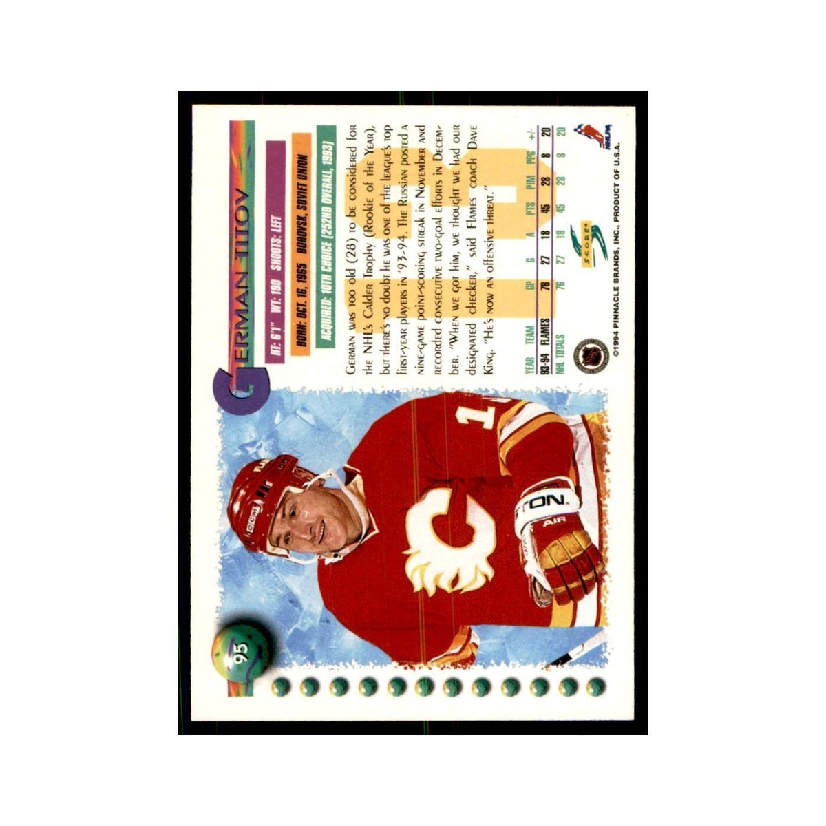 German Titov 1994 Score #95 Hockey Cards Hockey Card NM