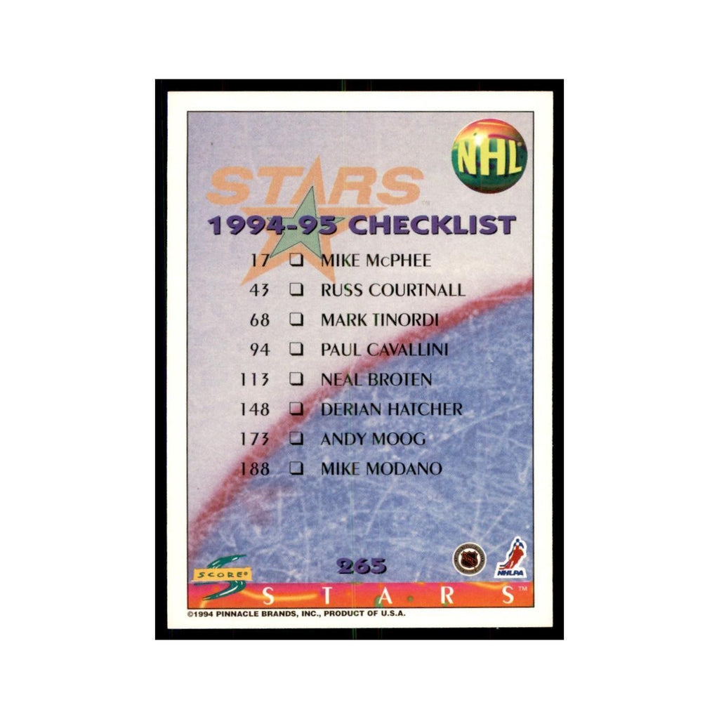 Checklist 1994 Score #265 Hockey Cards Hockey Card NM