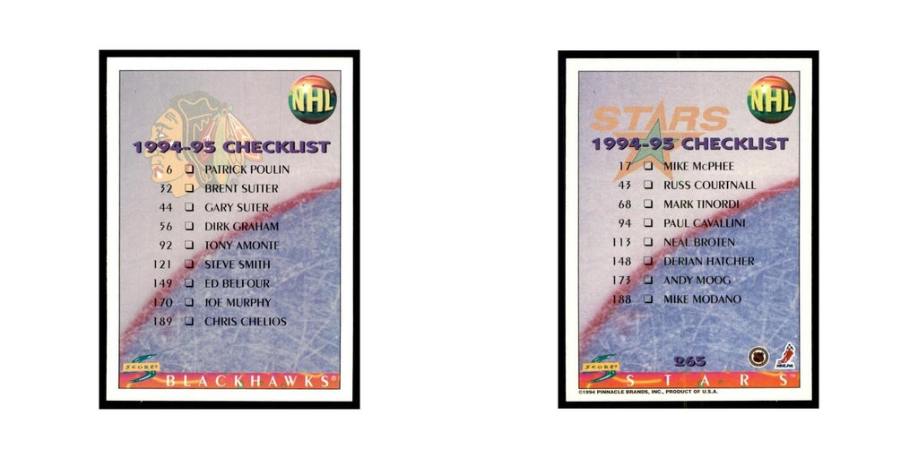 Checklist 1994 Score #265 Hockey Cards Hockey Card NM