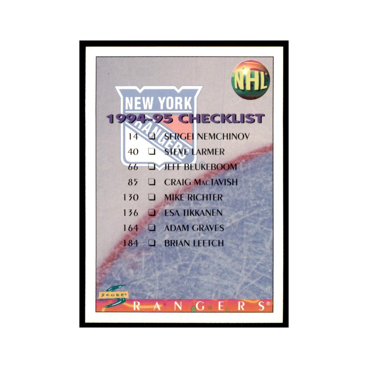 Checklist 1994 Score #270 Hockey Cards Hockey Card NM