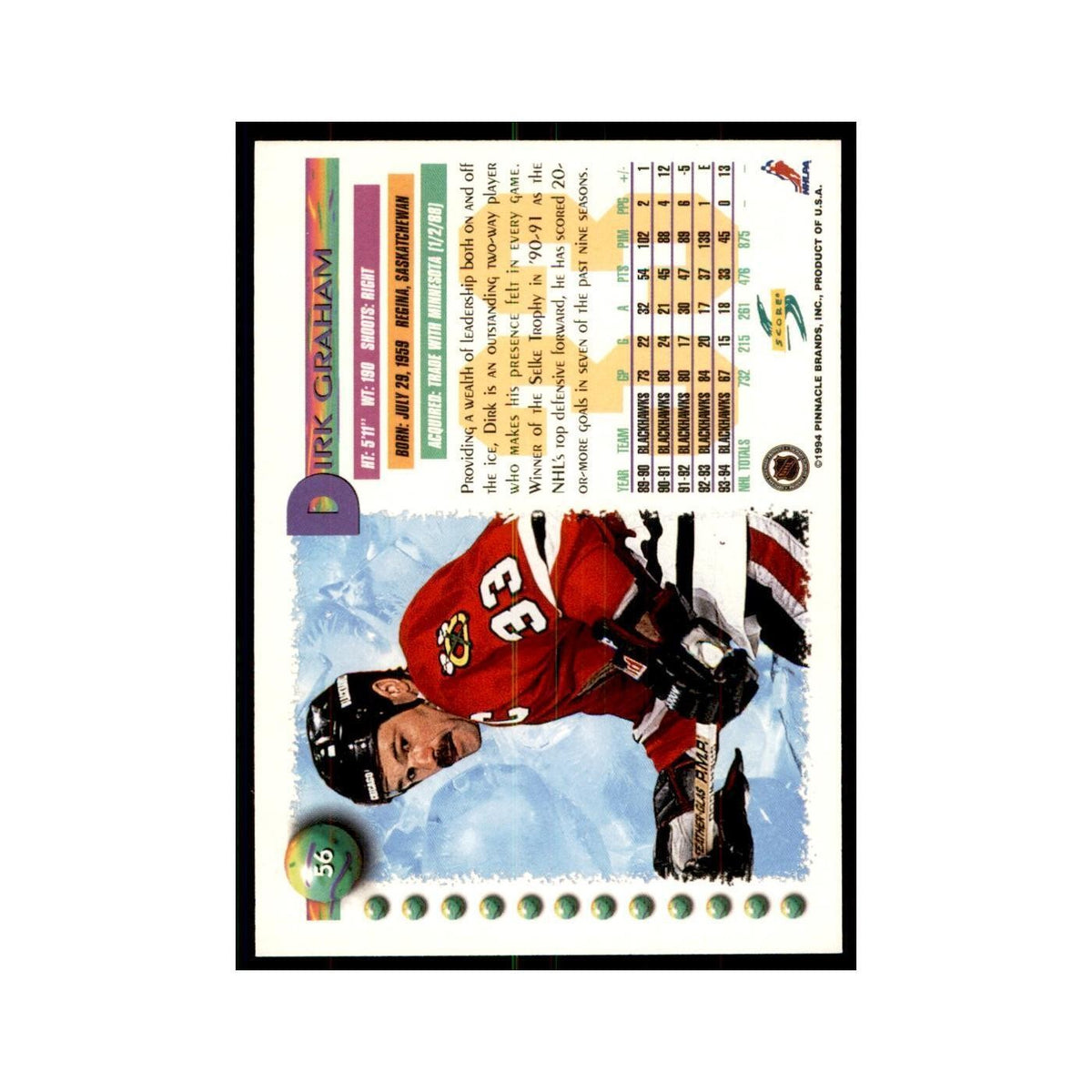 Dirk Graham 1994 Score #56 Hockey Cards Hockey Card NM