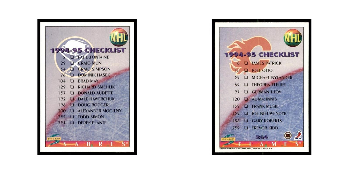 Checklist 1994 Score #264 Hockey Cards Hockey Card NM