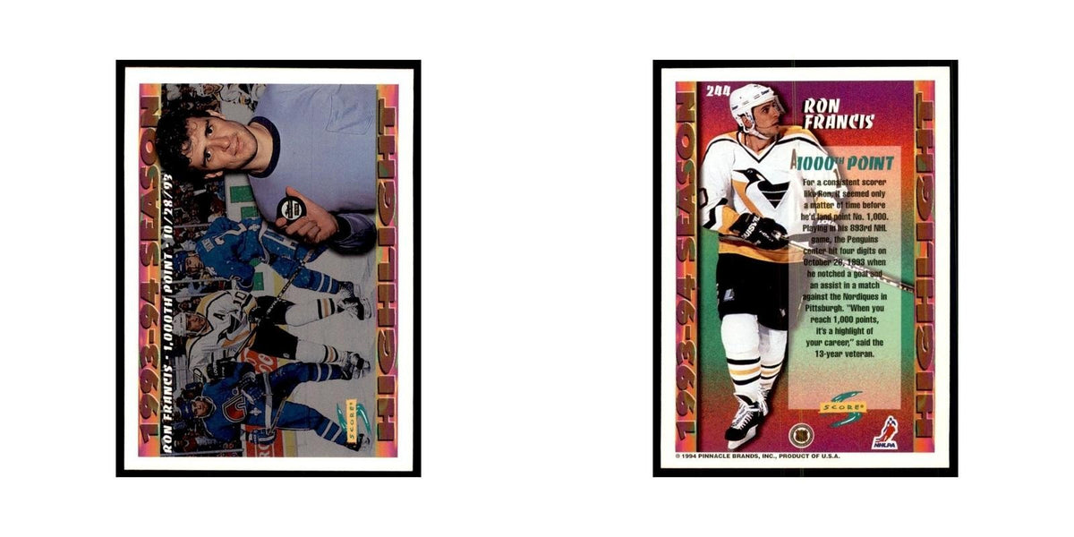 Ron Francis 1994 Score #244 Hockey Cards Hockey Card NM