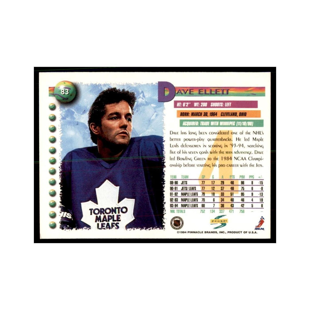 Dave Ellett 1994 Score #83 Hockey Cards Hockey Card NM