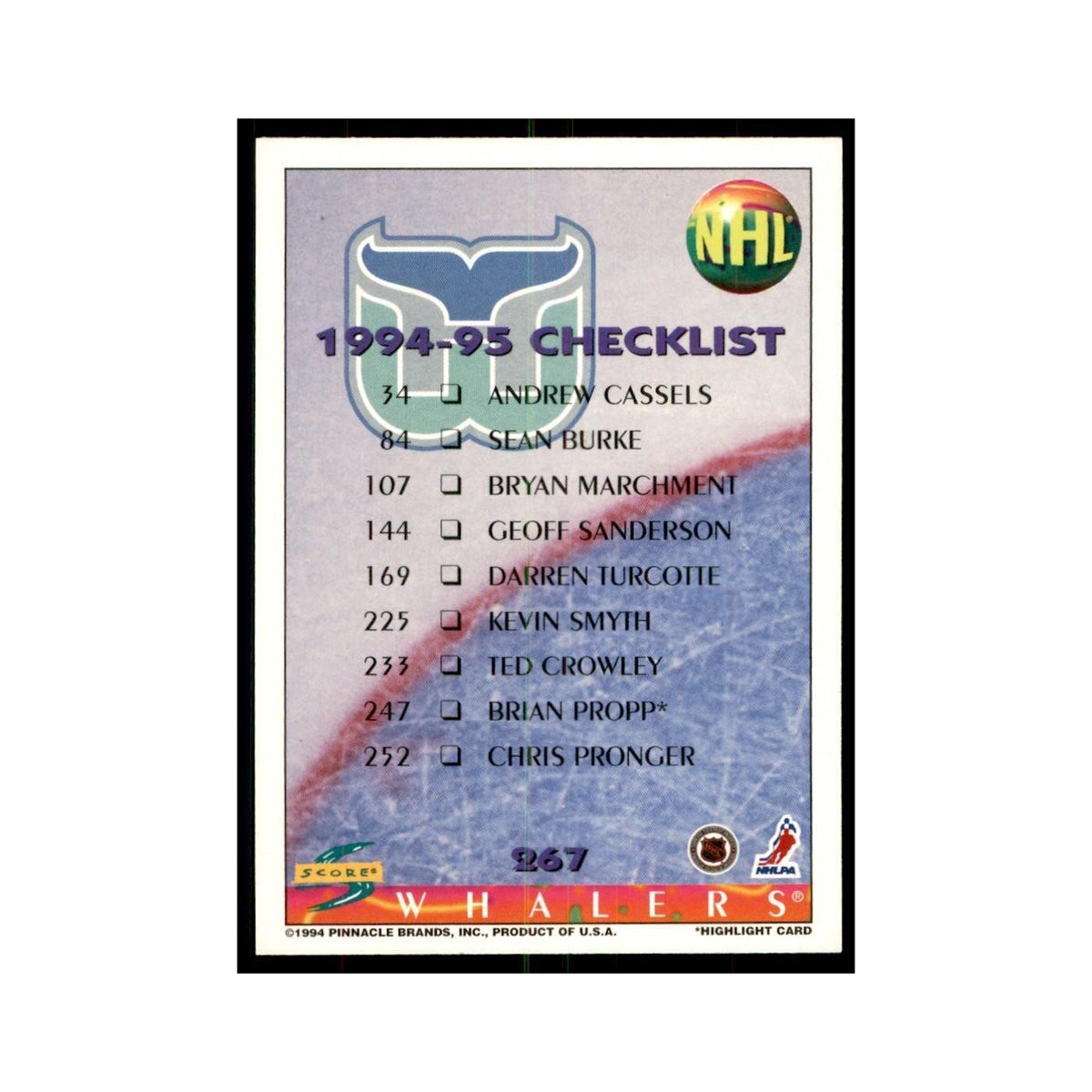 Checklist 1994 Score #267 Hockey Cards Hockey Card NM