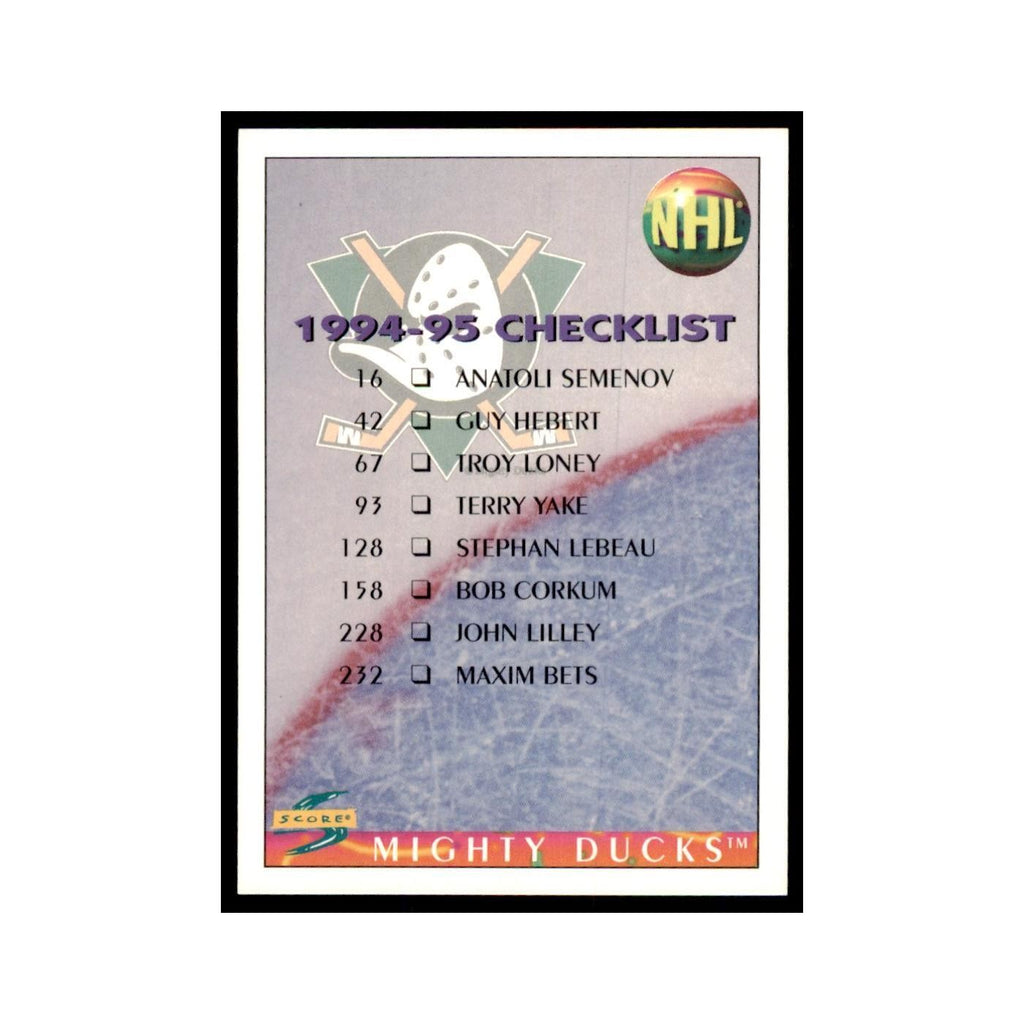 Checklist 1994 Score #263 Hockey Cards Hockey Card NM