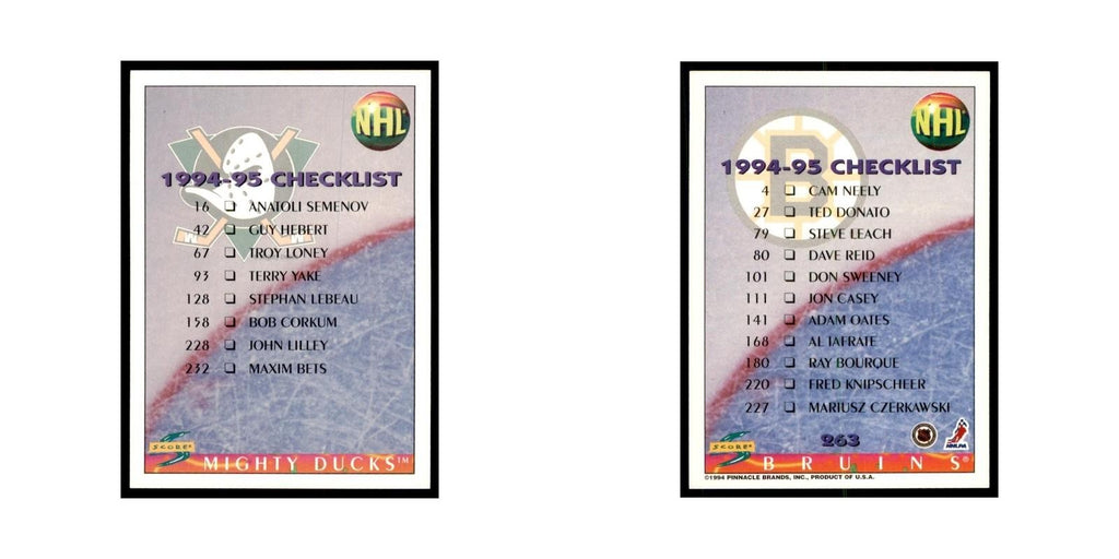 Checklist 1994 Score #263 Hockey Cards Hockey Card NM