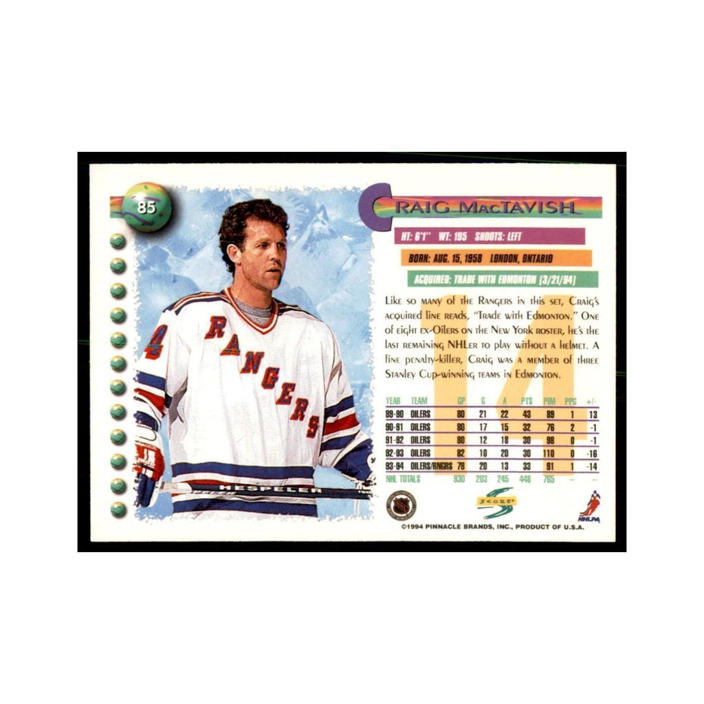 Craig MacTavish 1994 Score #85 Hockey Cards Hockey Card NM