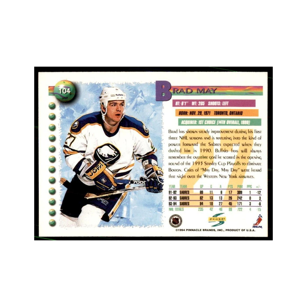 Brad May 1994 Score #104 Hockey Cards Hockey Card NM