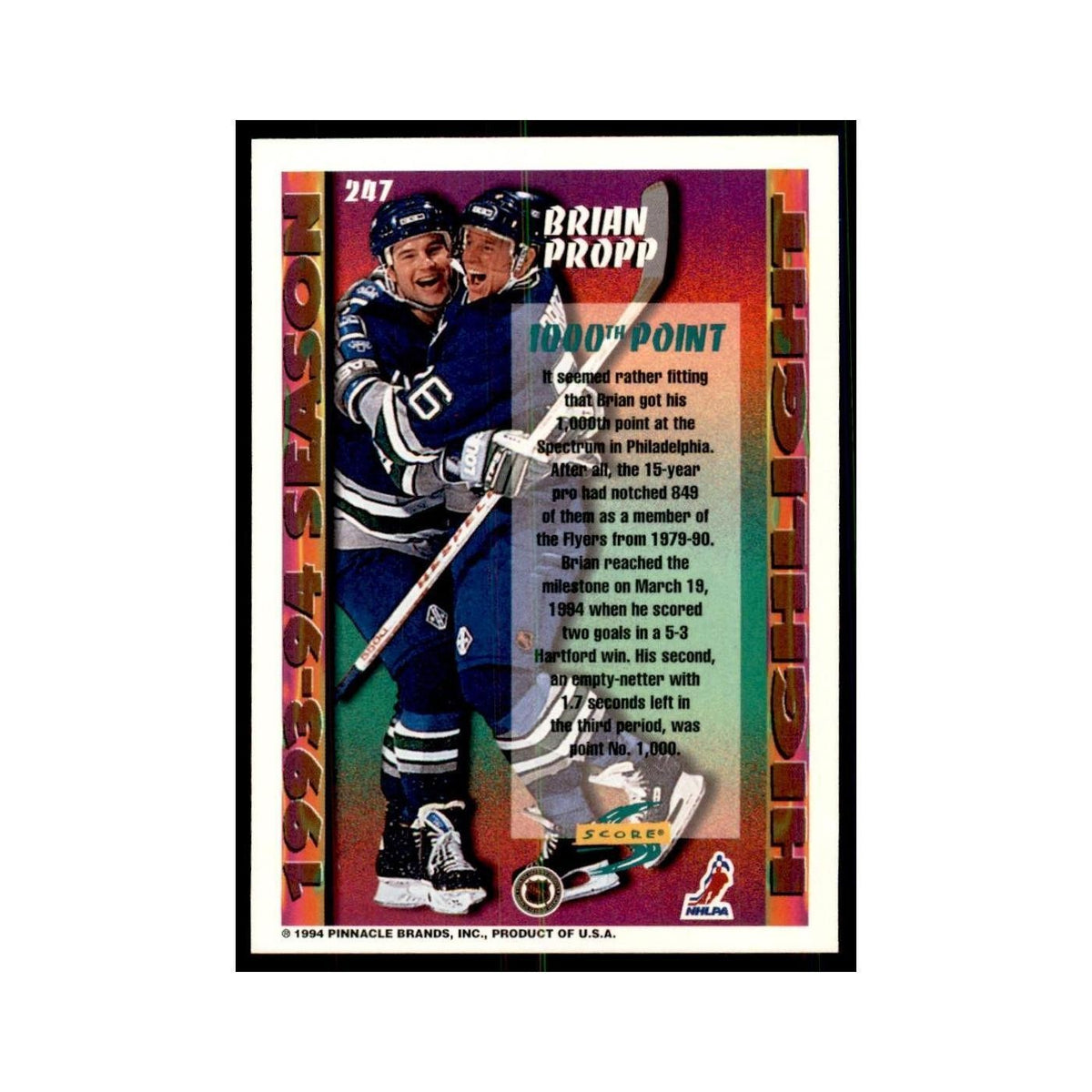 Brian Propp 1994 Score #247 Hockey Cards Hockey Card NM