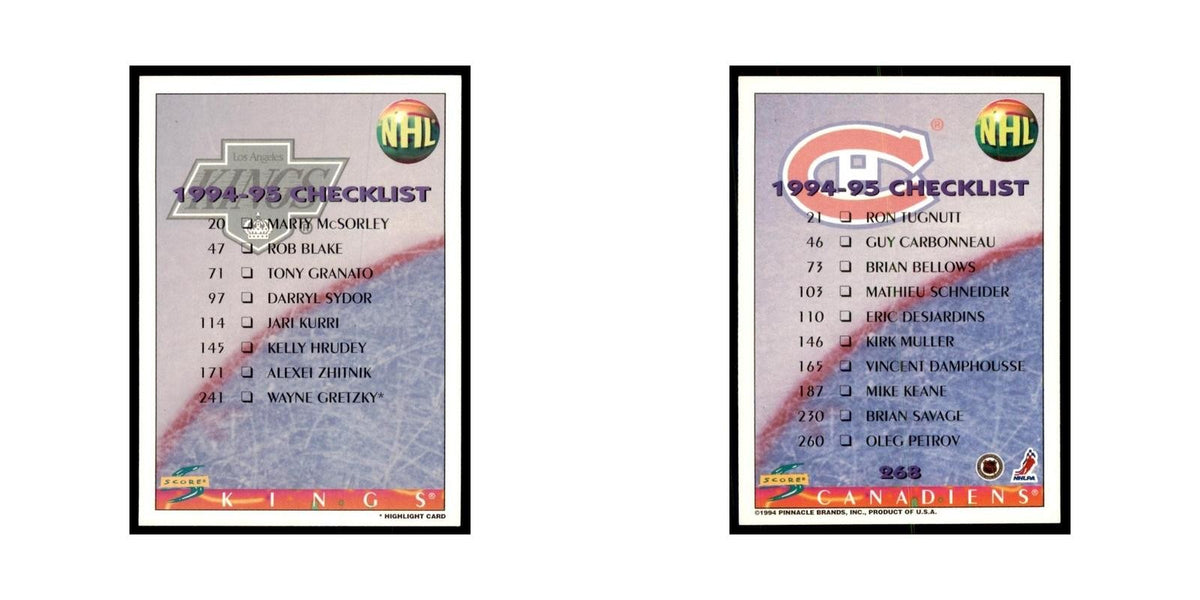 Checklist 1994 Score #268 Hockey Cards Hockey Card NM