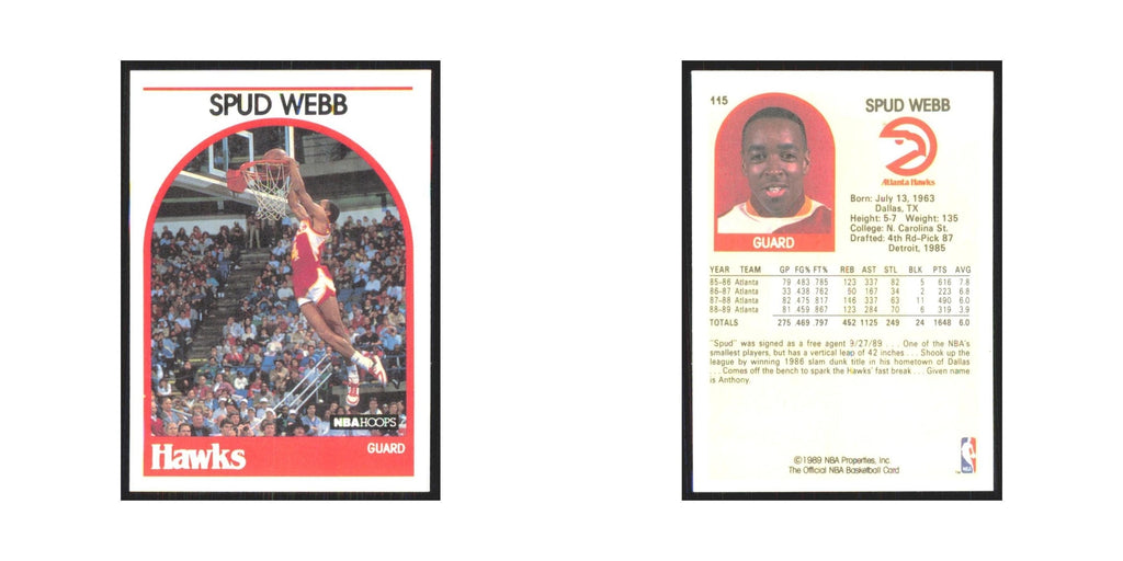 Spud Webb 1989 NBA Hoops #115 Atlanta Hawks Basketball Card NM